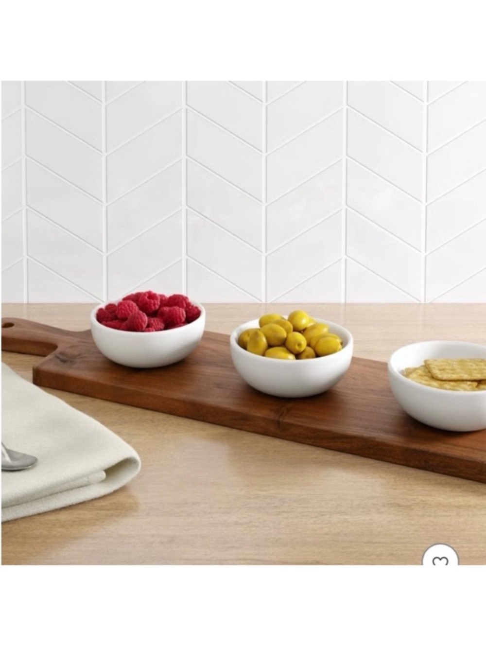 🆕-Threshold - 4pc Wood Serving Board and Ceramic Bowl Set.